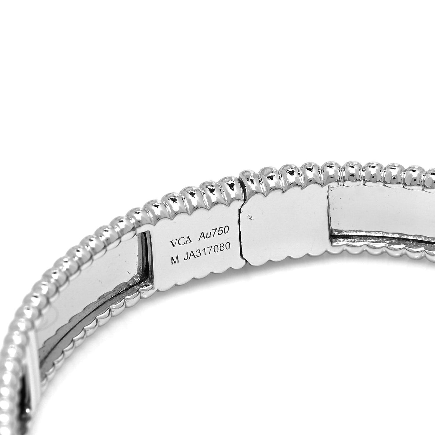 18K White Gold Perlee Signature Bangle Bracelet M