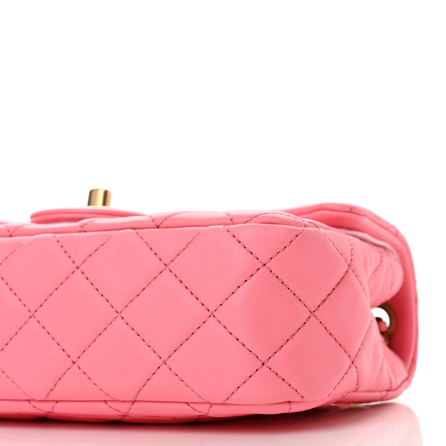Lambskin Quilted Mini Rectangular Pearl Crush Flap Pink