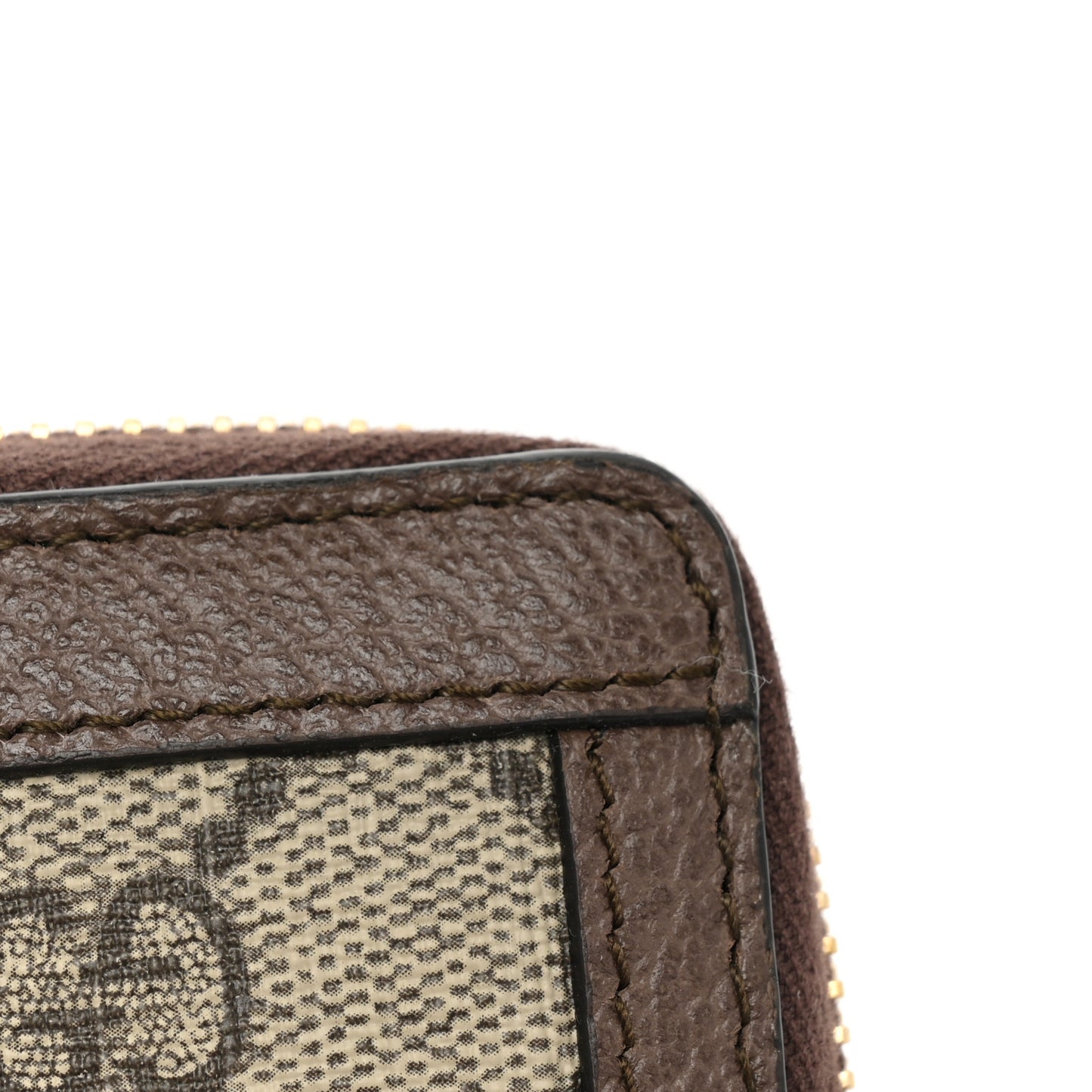 GG Supreme Monogram Web Ophidia Zip Around Wallet Brown
