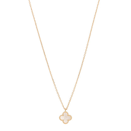 Van Cleef & Arpels 18K Yellow Gold Mother of Pearl Sweet Alhambra Pendant Necklace 1 of 5