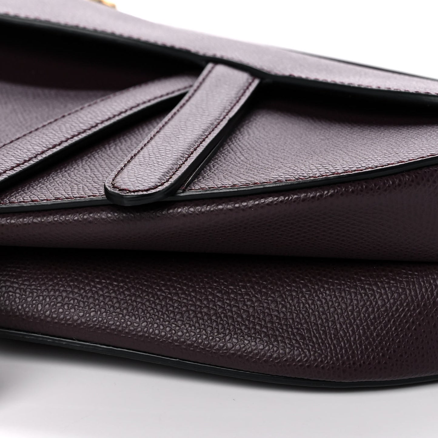 Grained Calfskin Saddle Bag Burgundy