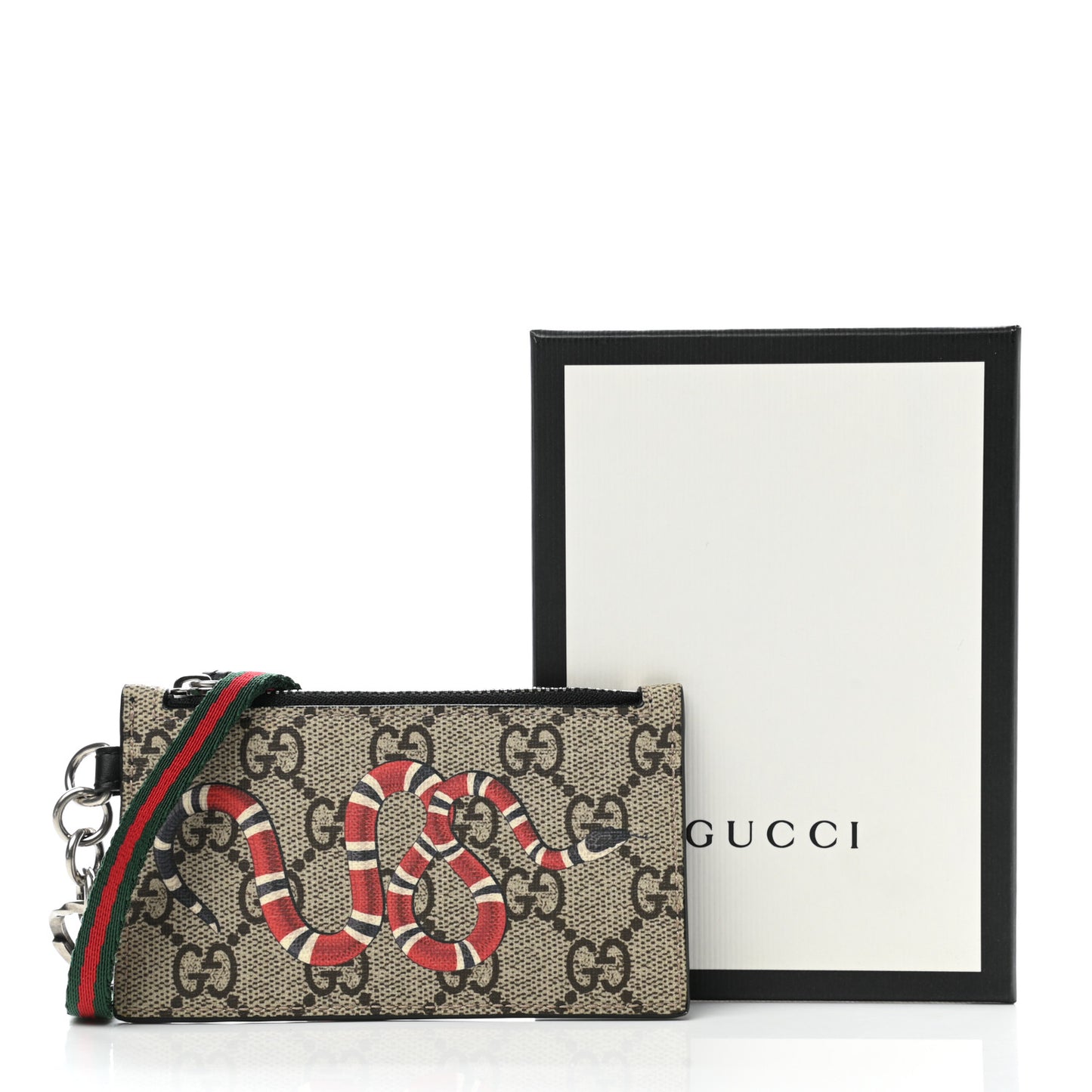 GG Supreme Monogram Kingsnake Lanyard Coin Case Card Holder