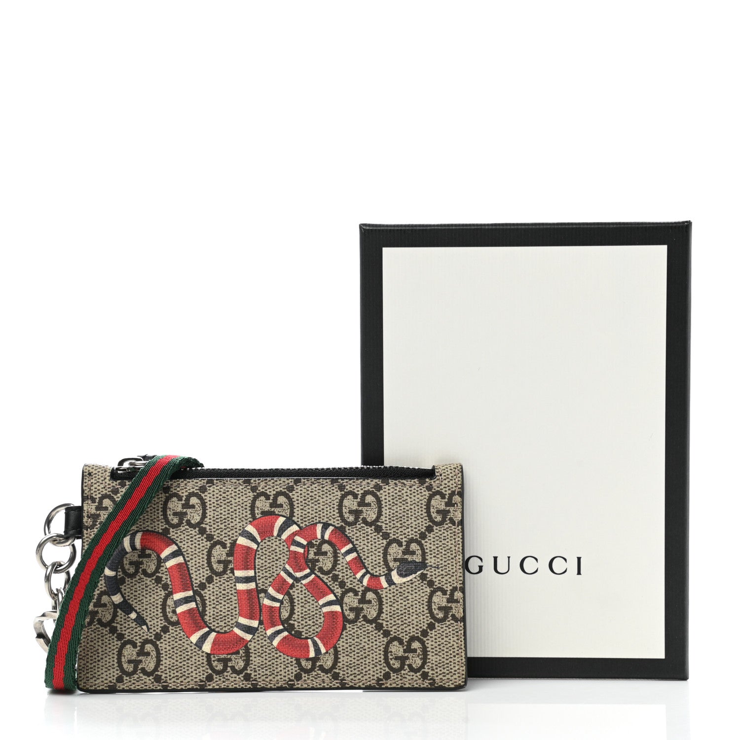 Gucci GG Supreme Monogram Kingsnake Lanyard Coin Case Card Holder 7 of 7