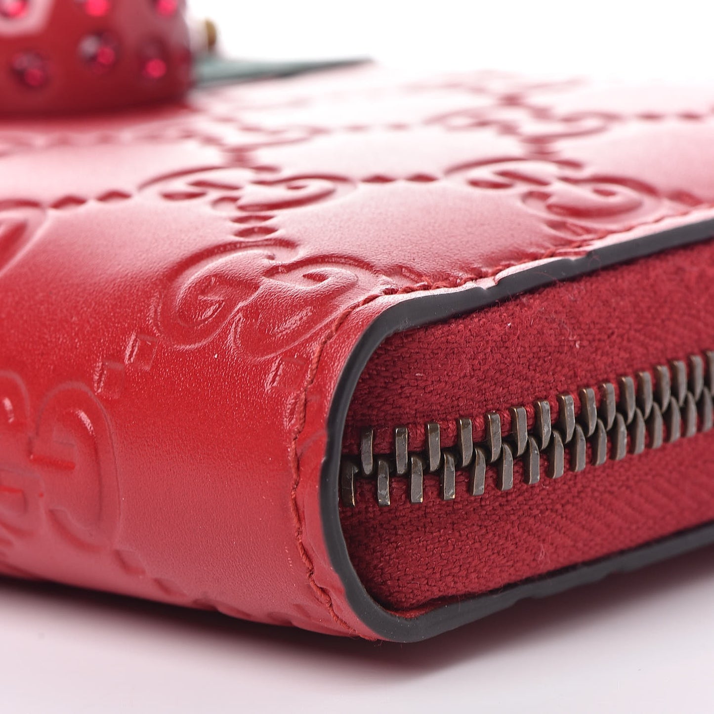 Guccissima Cherries Zip Around Wallet Hibiscus Red