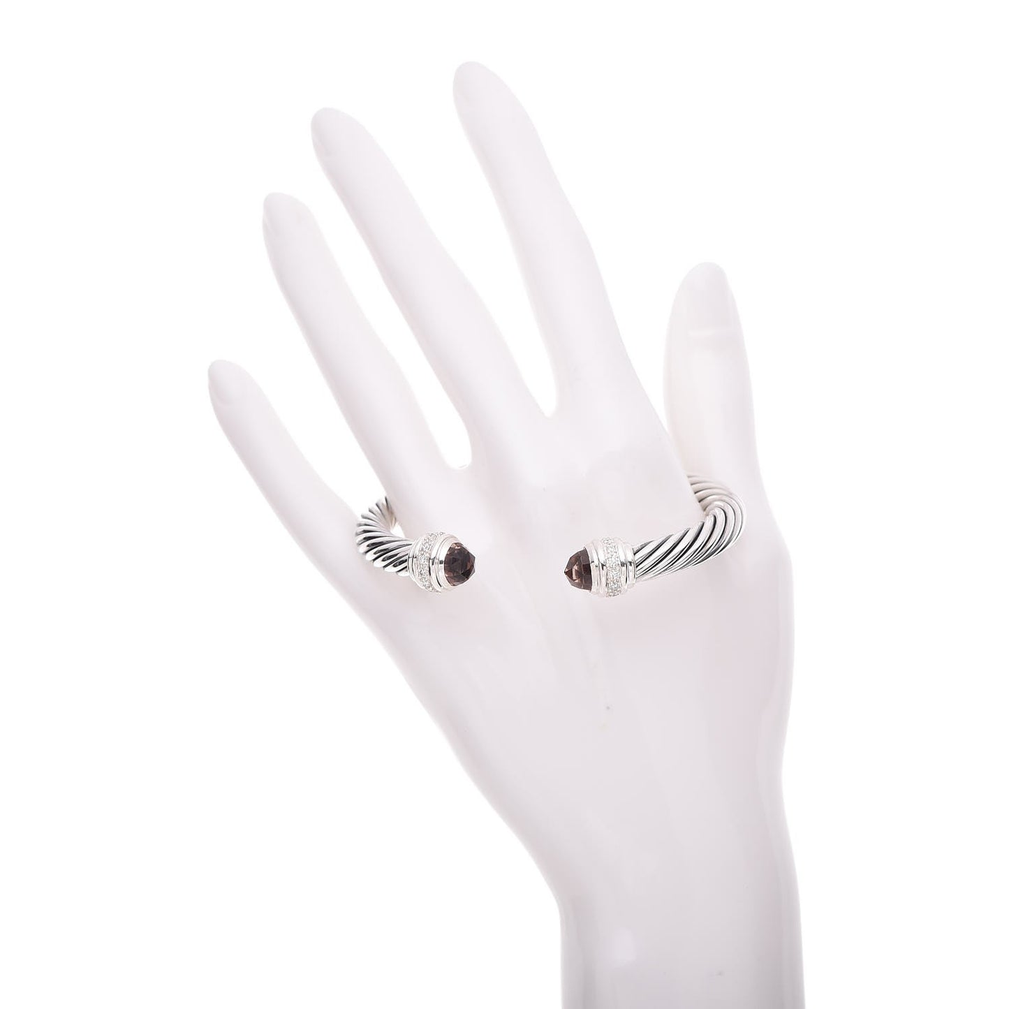 Sterling Silver Diamond Morganite 7mm Cable Classics Bracelet