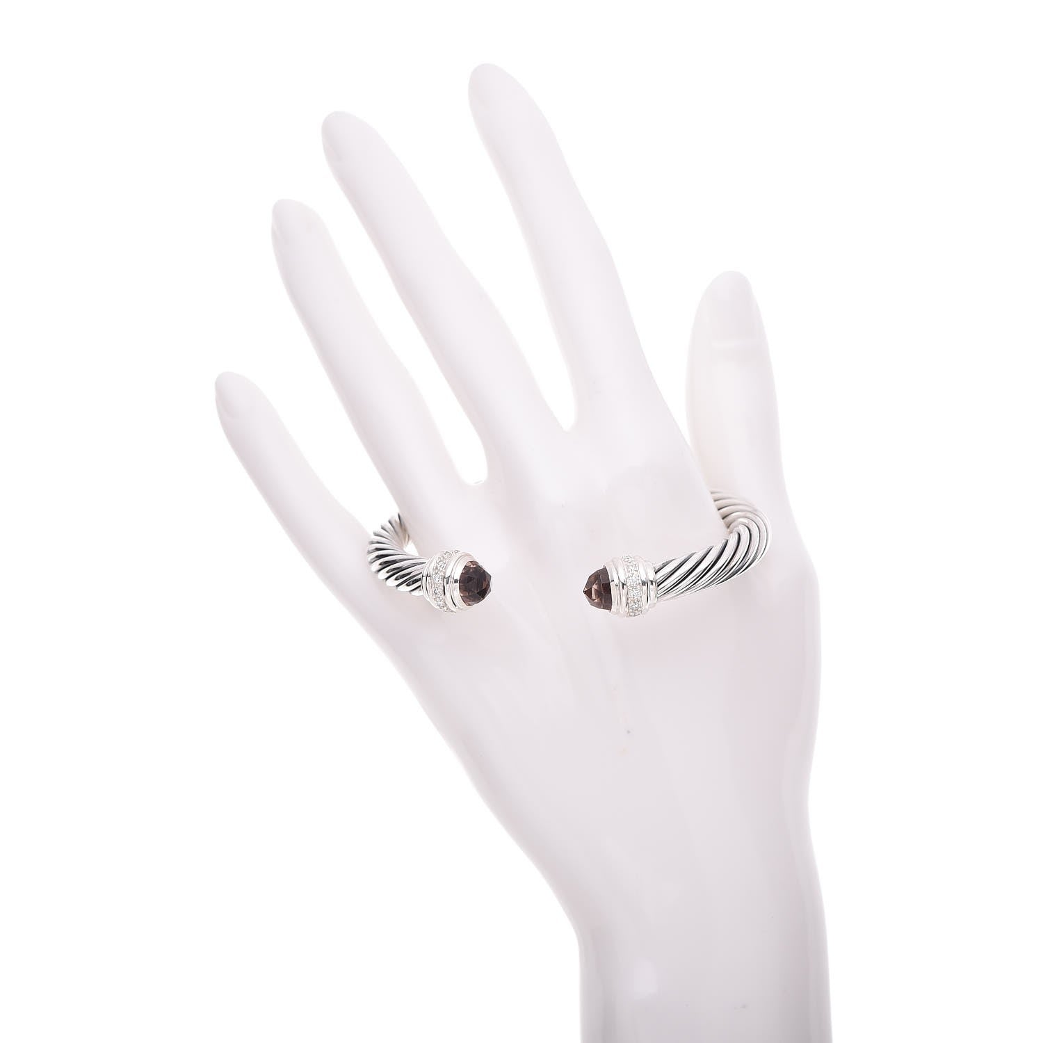 David Yurman Sterling Silver Diamond Morganite 7mm Cable Classics Bracelet 2 of 5