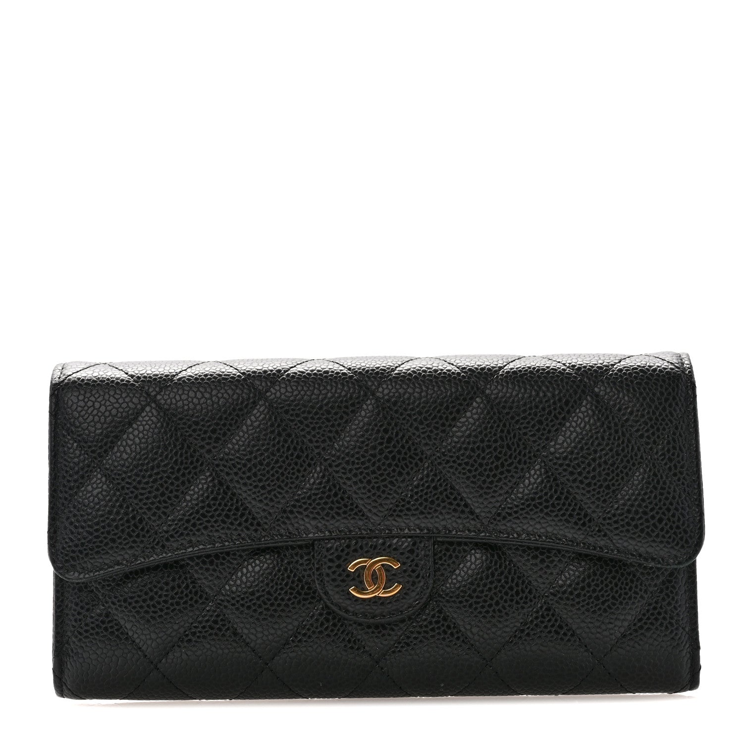Chanel Caviar Quilted Large Gusset Flap Wallet Black 1 of 9