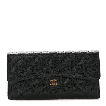 Chanel Caviar Quilted Large Gusset Flap Wallet Black 1 of 9