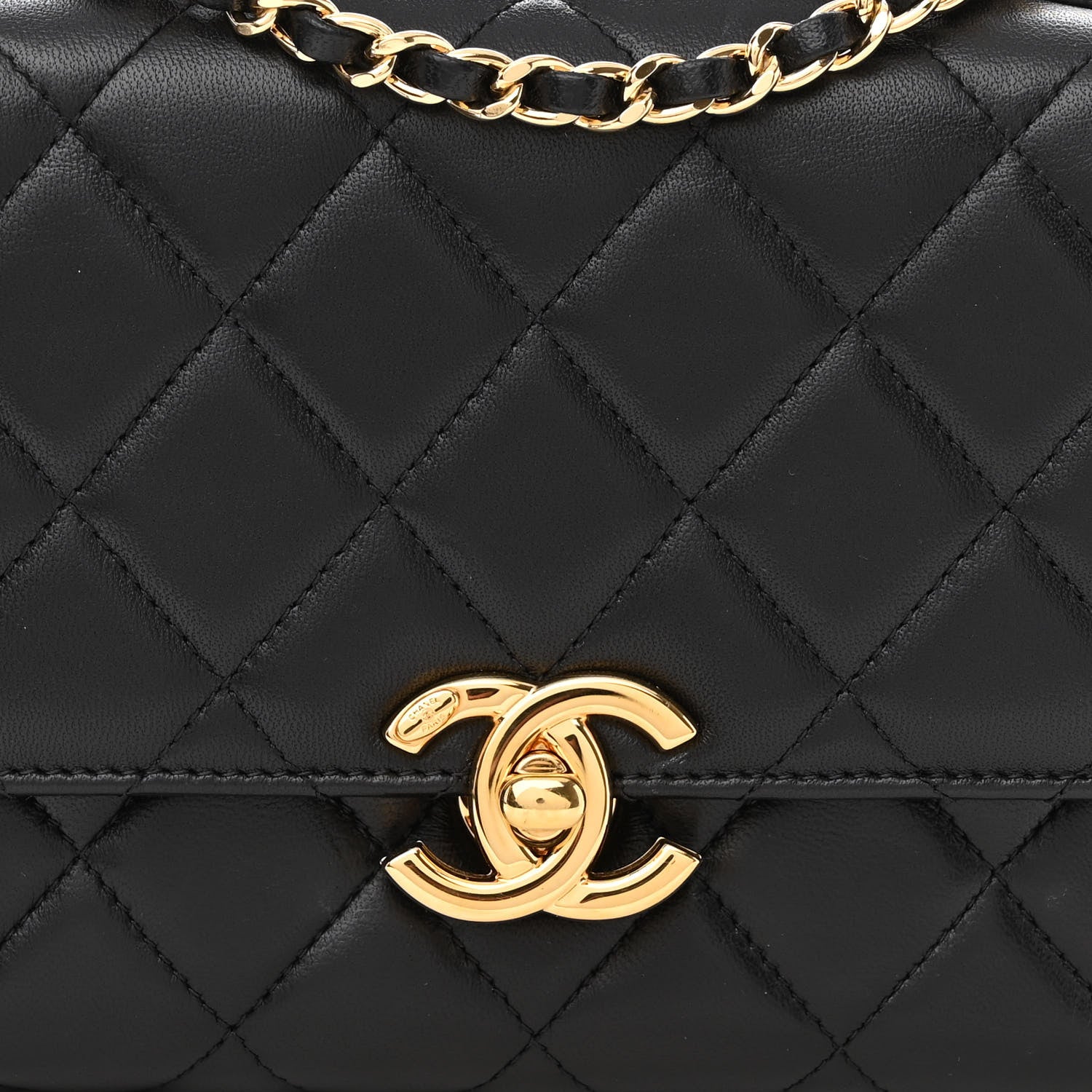 Chanel Lambskin Quilted Mini Golden Plate Flap Black 8 of 11