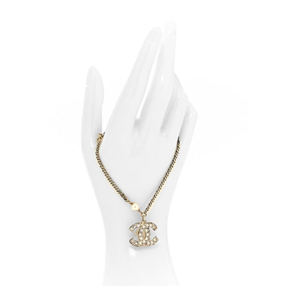 Chanel Pearl Crystal CC Bracelet Light Gold 2 of 5