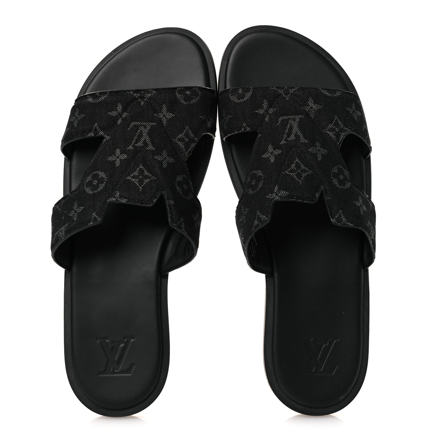 Monogram Denim Mens LV Oasis Mules 9.5 Black