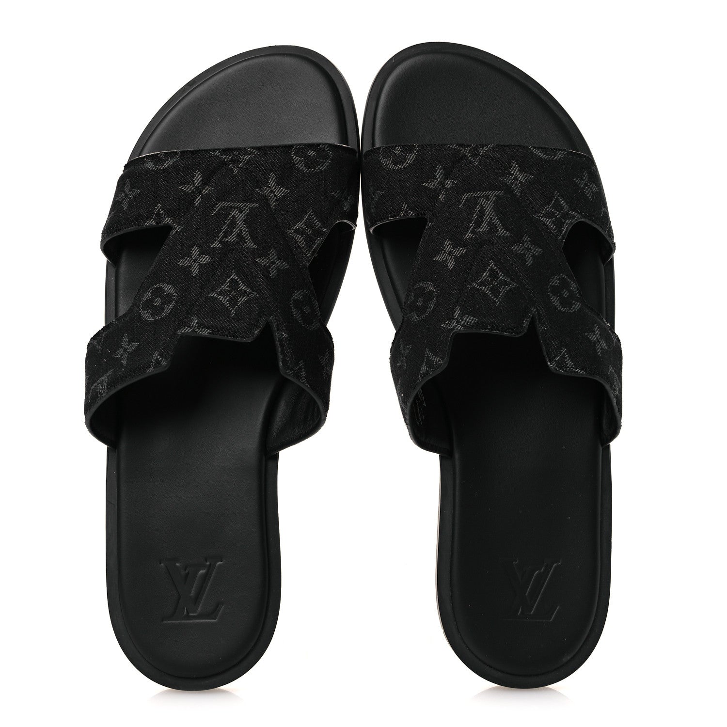 Louis Vuitton Monogram Denim Mens LV Oasis Mules 9.5 Black 2 of 11