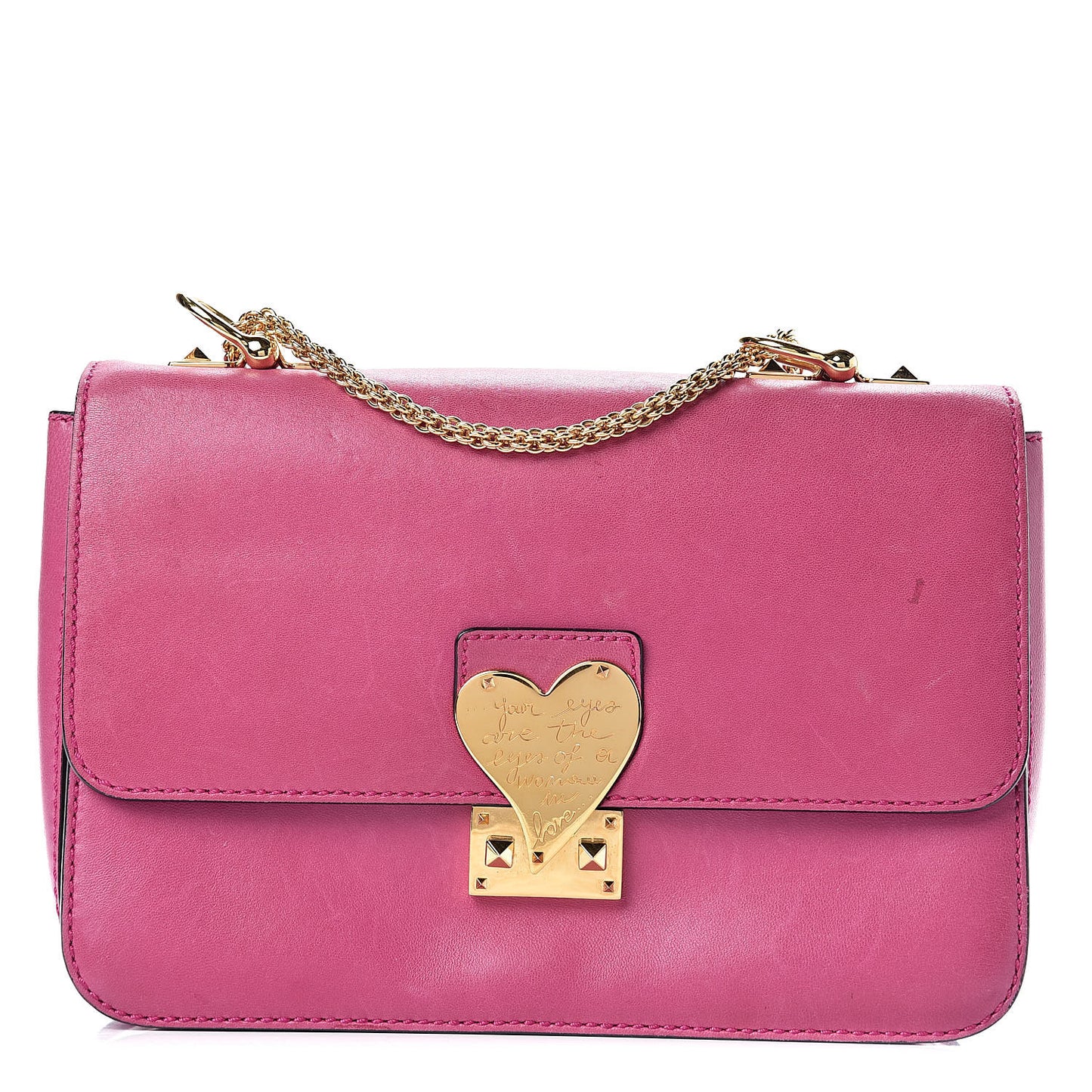 Shiny Nappa L'Amour Rockstud Shoulder Bag Fuxia