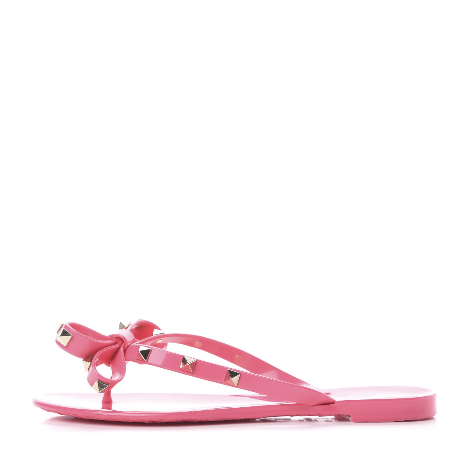 Valentino Garavani PVC Jelly Rockstud Bow Thong Sandals 36 Sweet Pink 1 of 7