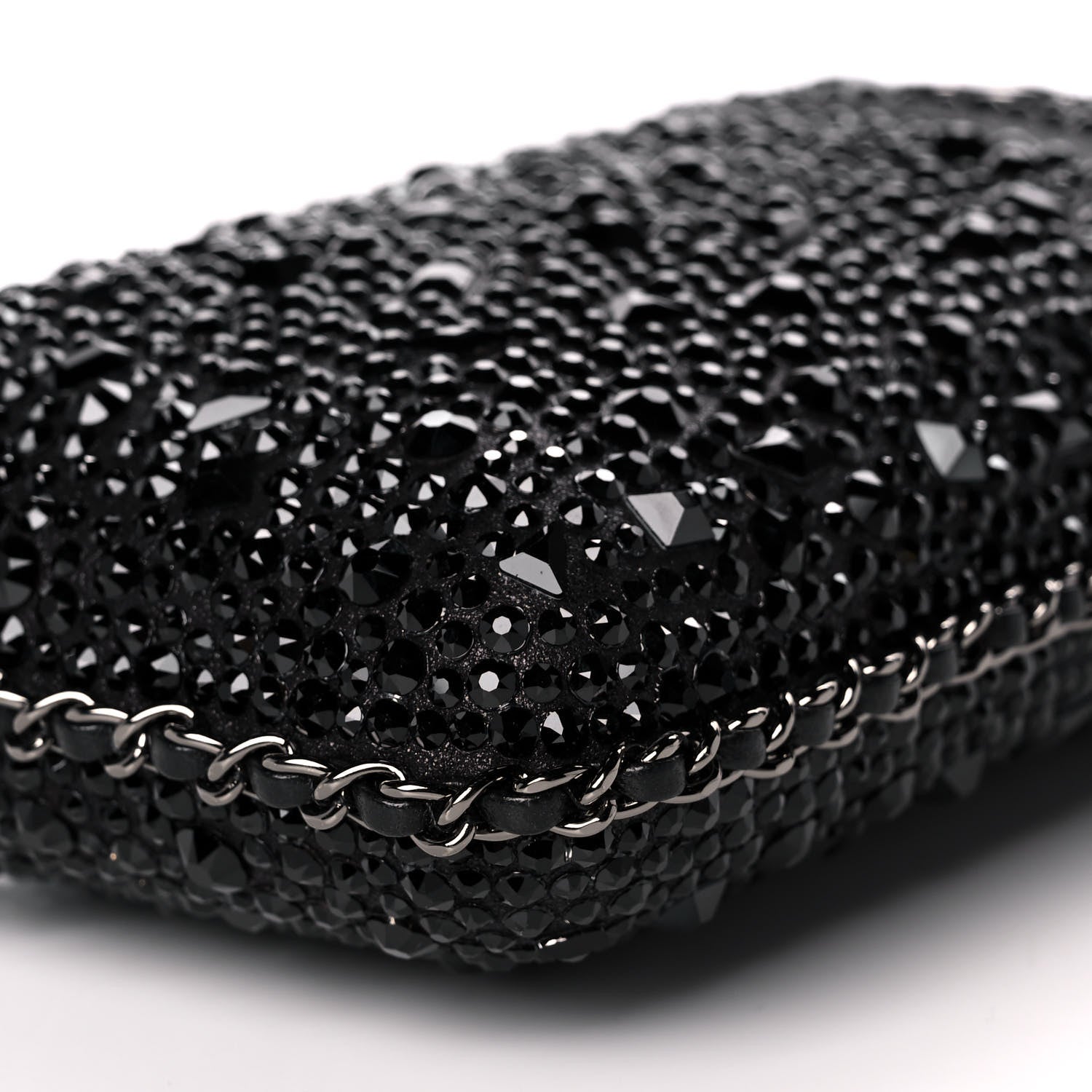 Chanel Satin Crystal Chain Around Phone Holder Black 10 of 11