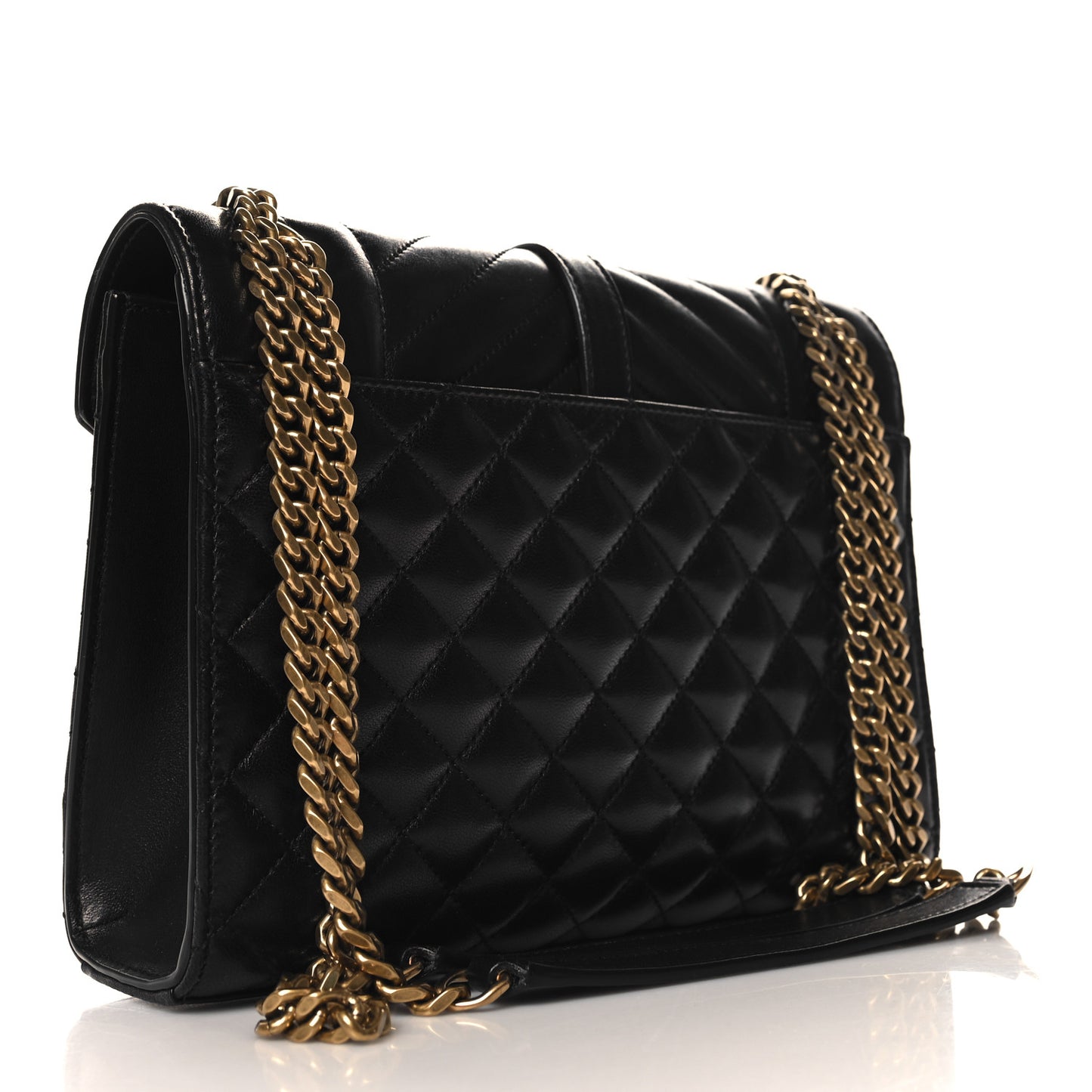 Lambskin Mixed Matelasse Triquilt Medium Monogram Satchel Black