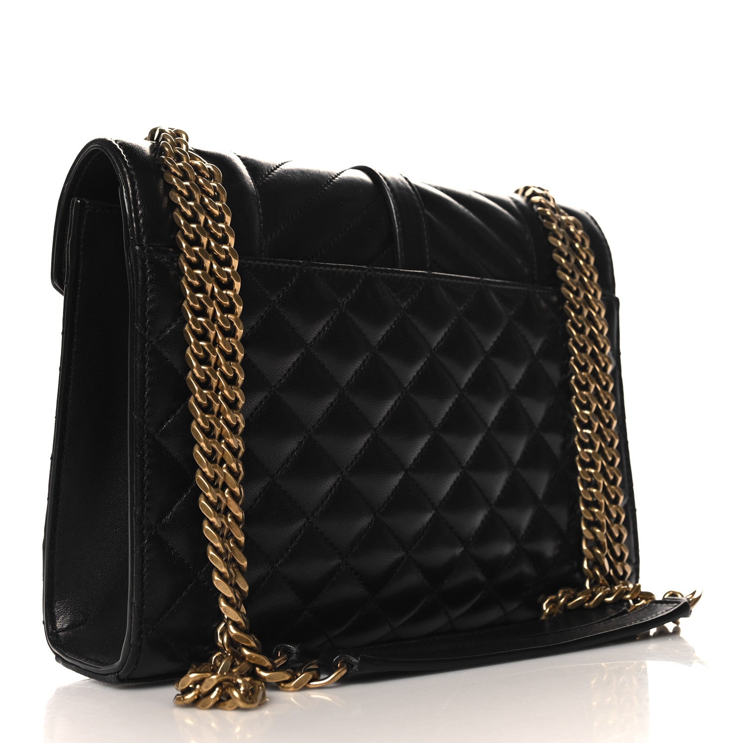 Saint Laurent Lambskin Mixed Matelasse Triquilt Medium Monogram Satchel Black 3 of 9