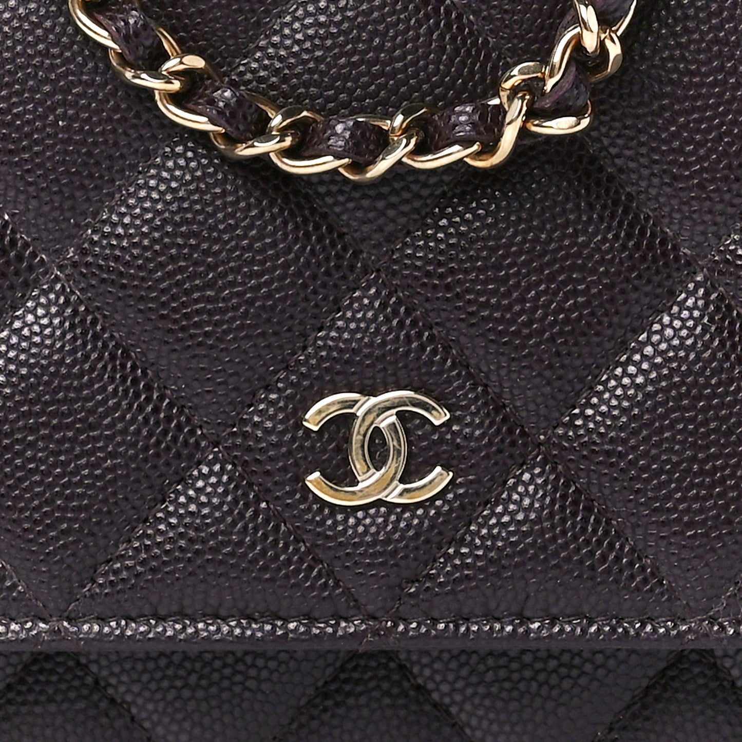 Caviar Quilted Wallet on Chain WOC Dark Brown