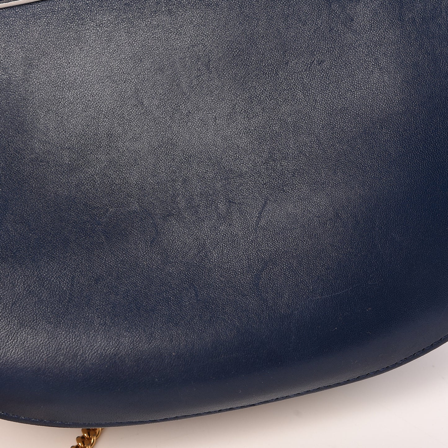 Smooth Calfskin Bi-Color Drew Shoulder Bag Royal Navy Marshamallow