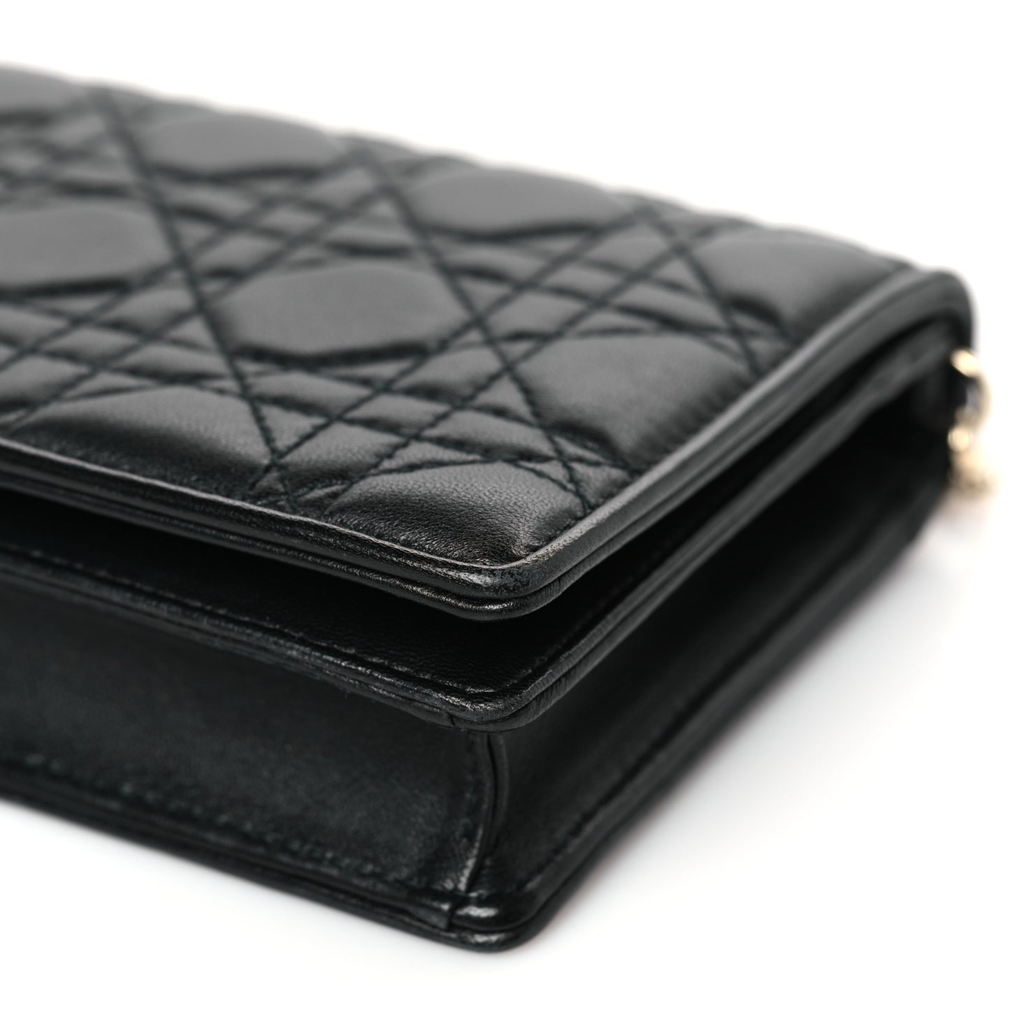Lambskin Cannage Lady Dior Chain Wallet Black