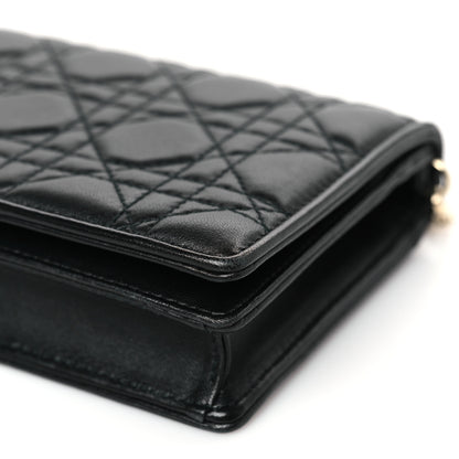 Christian Dior Lambskin Cannage Lady Dior Chain Wallet Black 9 of 9