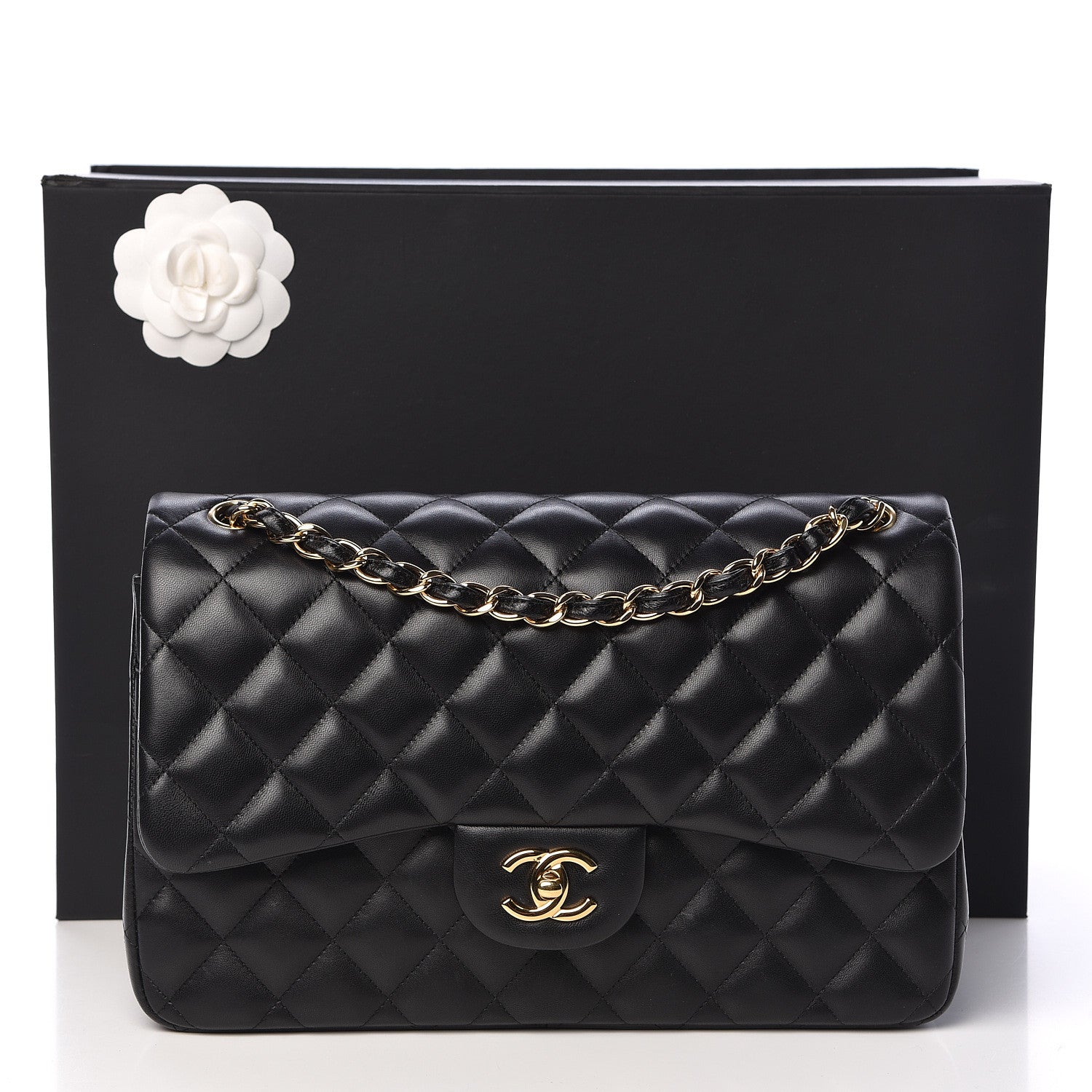 Chanel Lambskin Quilted Jumbo Double Flap Black 14 of 14