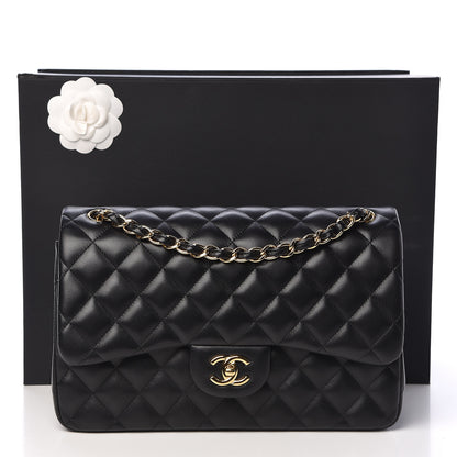 Chanel Lambskin Quilted Jumbo Double Flap Black 14 of 14