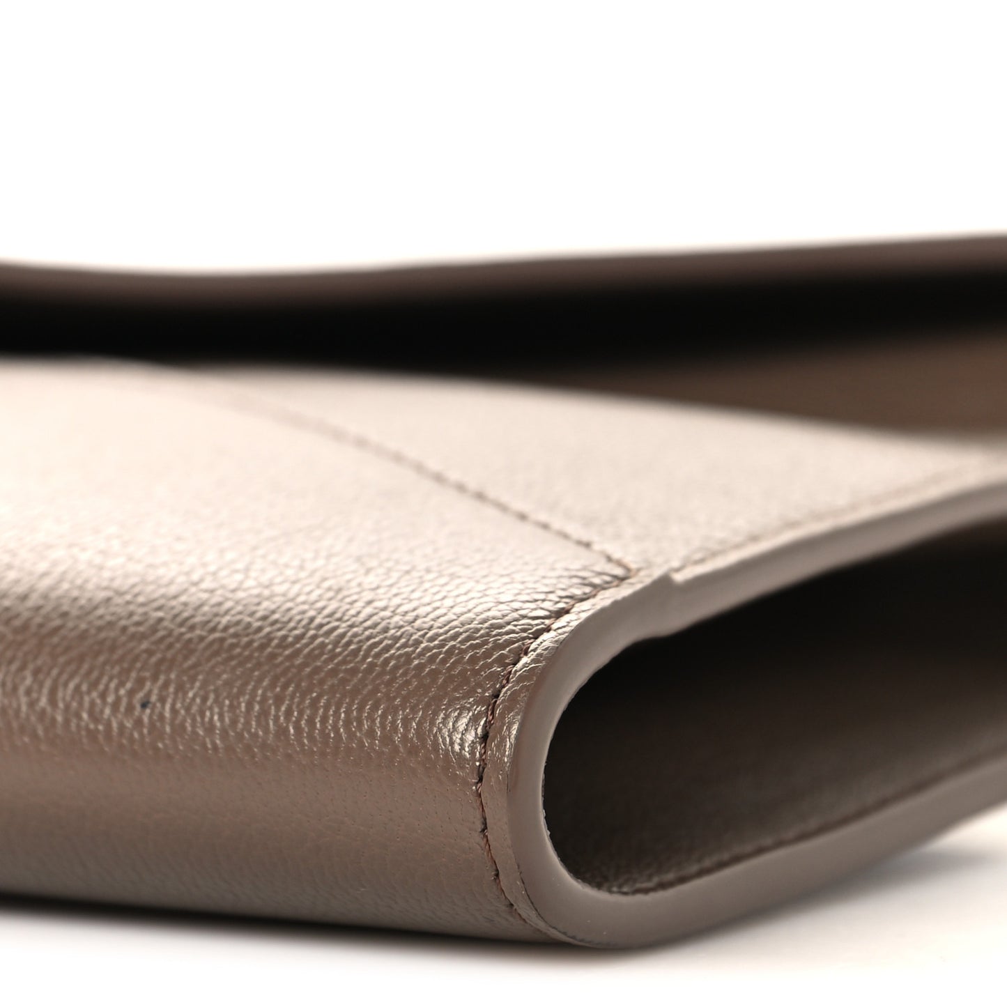 Grained Goatskin Envelope Clutch With Chain Light Brown