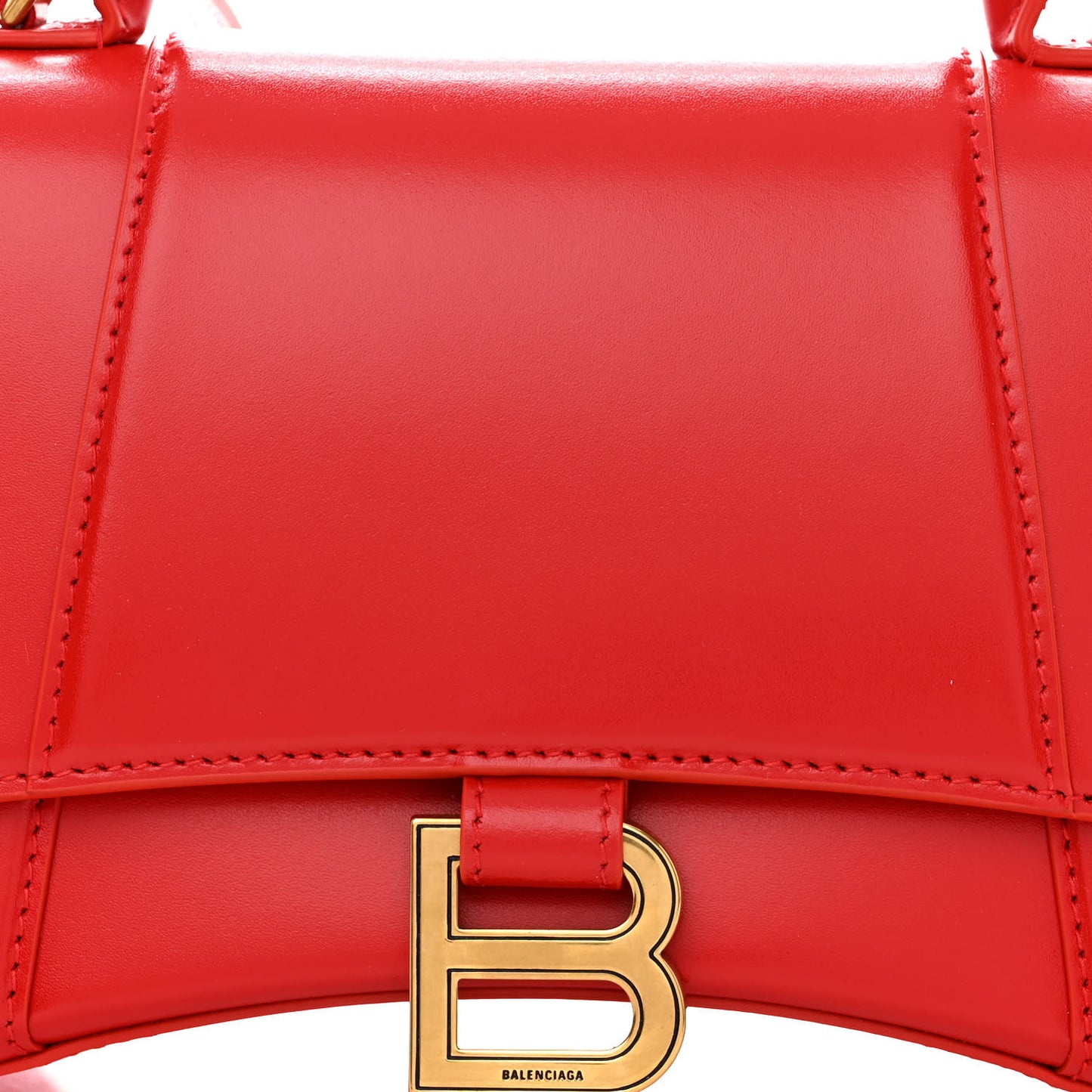 Shiny Box Calfskin Small Hourglass Top Handle Bag Bright Red