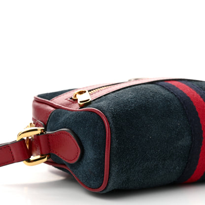 Gucci Suede Calfskin Web Mini Ophidia Shoulder Bag New Blue Romantic Cherry 9 of 12