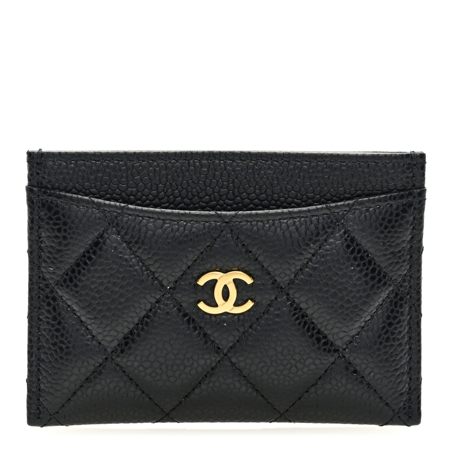 Caviar Quilted Card Holder Black