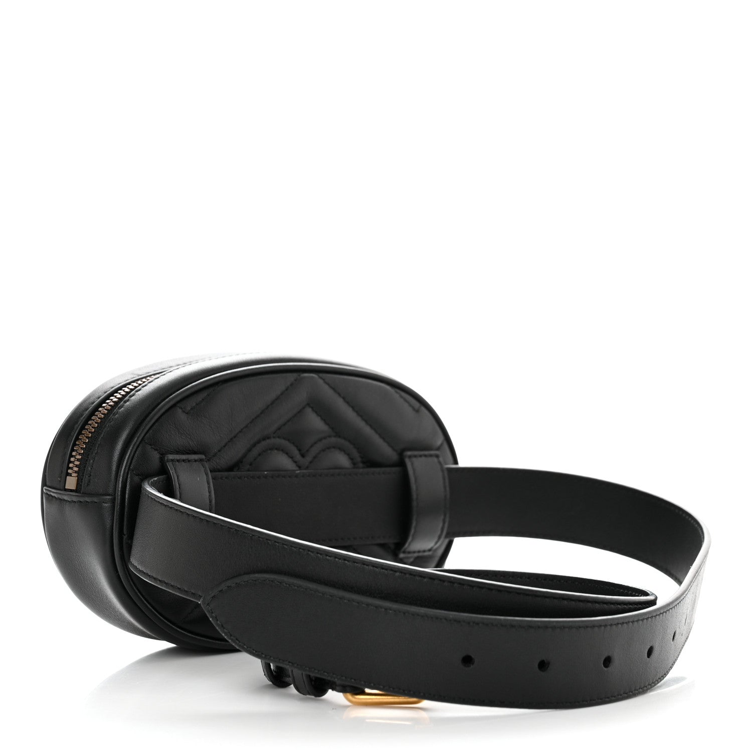 Gucci Calfskin Matelasse GG Marmont Belt Bag 95 38 Black 3 of 10