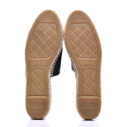 Chanel Calfskin CC Espadrille Mules 39 Black 5 of 11