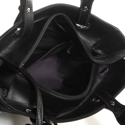 Chanel Coated Canvas Quilted Small Paris Biarritz Tote Black 5 of 8