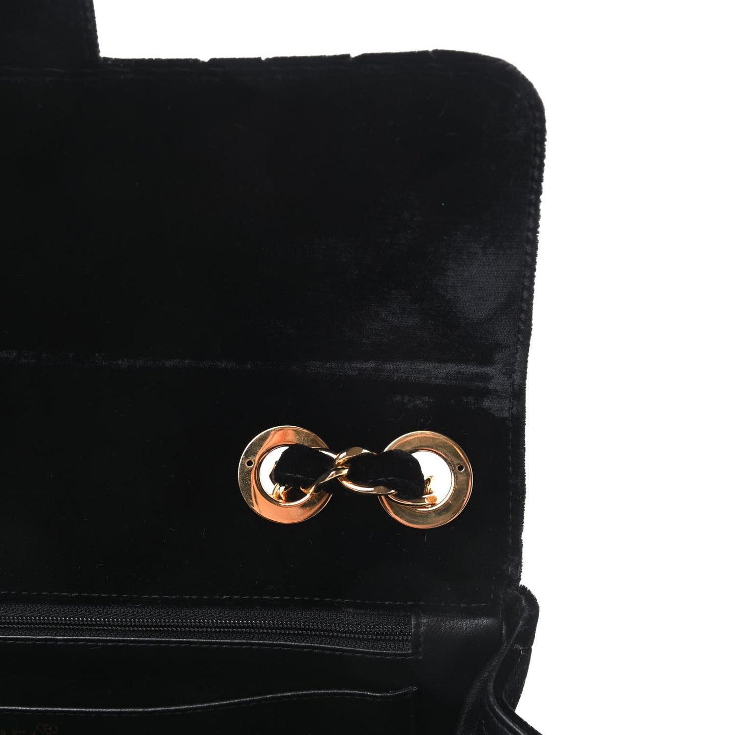 Velvet Quilted Jumbo Single Flap Black