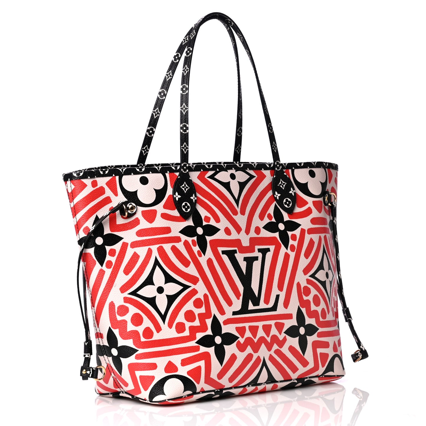 Monogram Giant Crafty Neverfull MM Creme Rouge Black