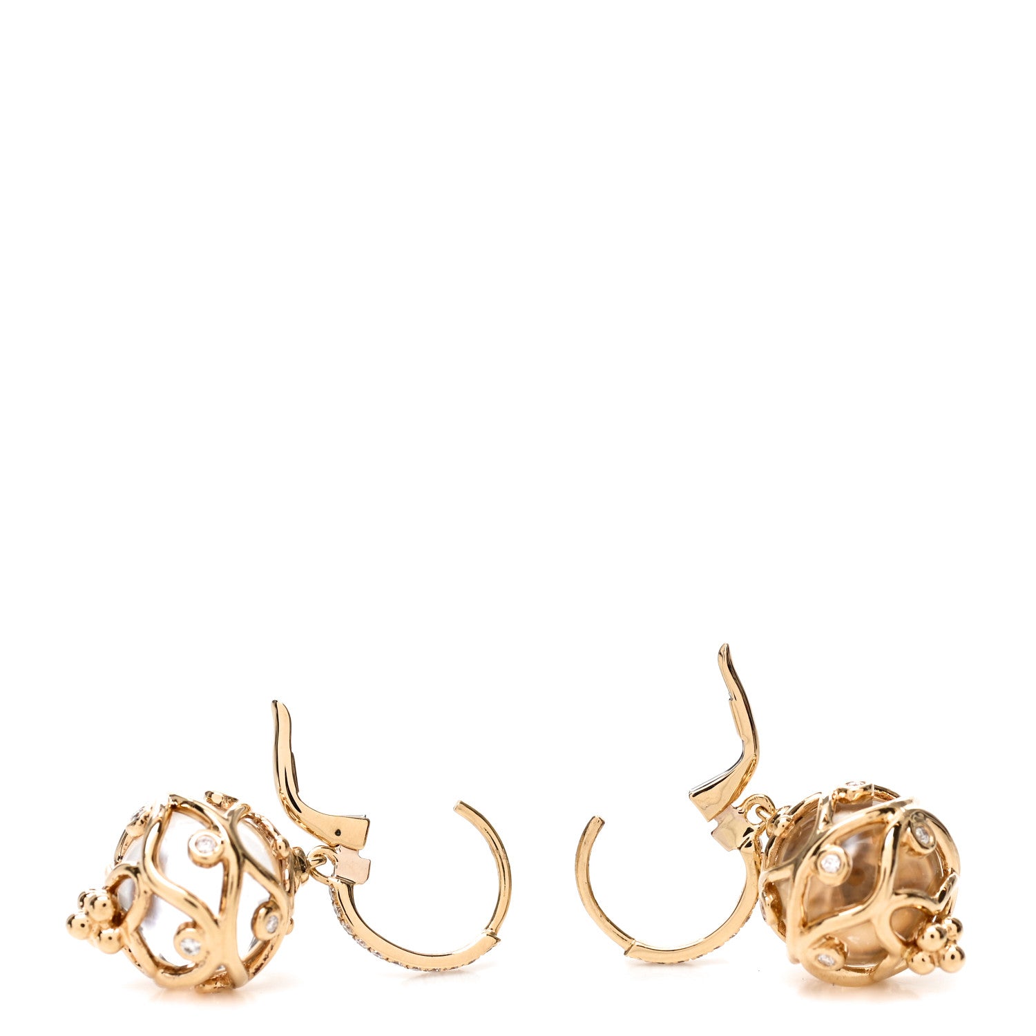 Temple St. Clair 18K Yellow Gold Diamond Rock Crystal Theodora Earrings 3 of 4