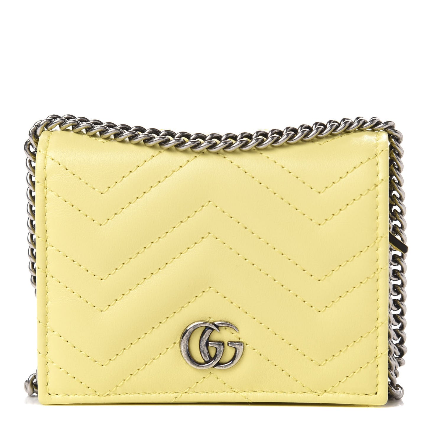 Calfskin Matelasse Mini GG Marmont Wallet On Chain Banana