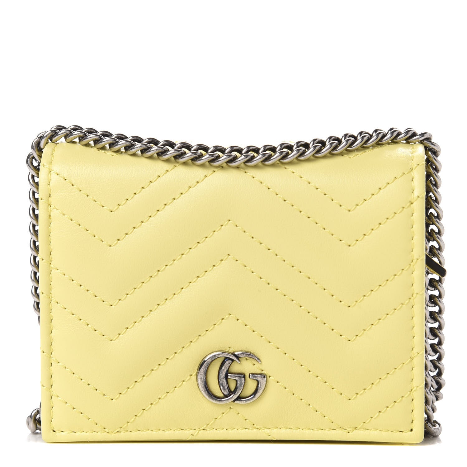 Gucci Calfskin Matelasse Mini GG Marmont Wallet On Chain Banana 1 of 12