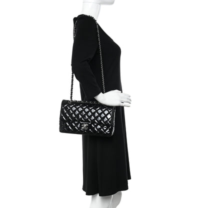 Chanel Patent Quilted Medium Double Flap Black 2 of 10