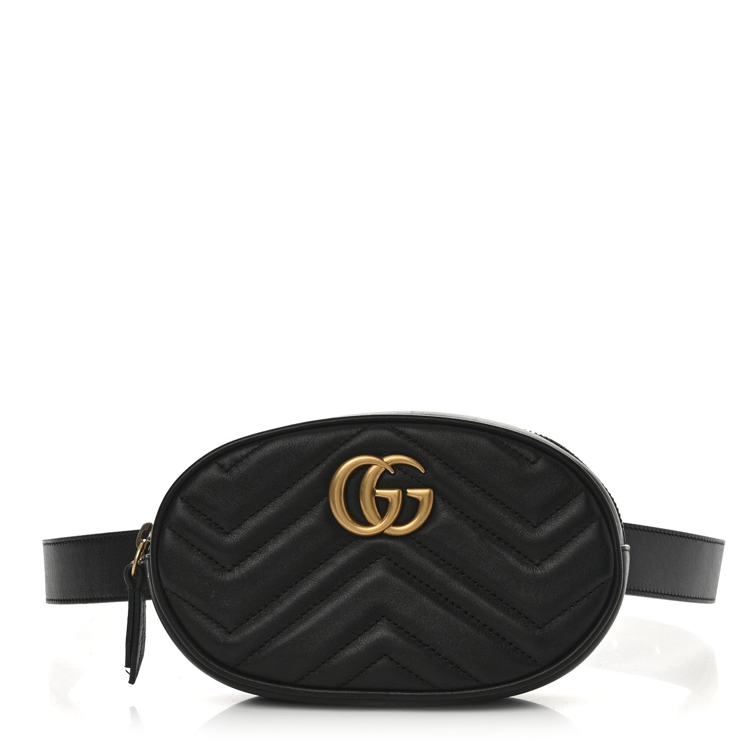 Gucci Calfskin Matelasse GG Marmont Belt Bag 75 30 Black 1 of 11