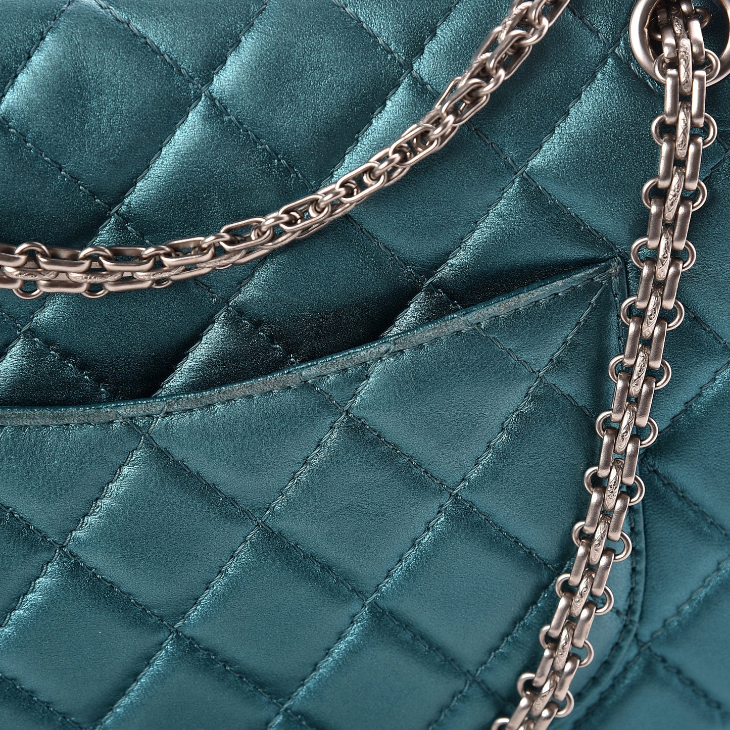 Metallic Calfskin Quilted 2.55 Reissue 226 Flap Turquoise