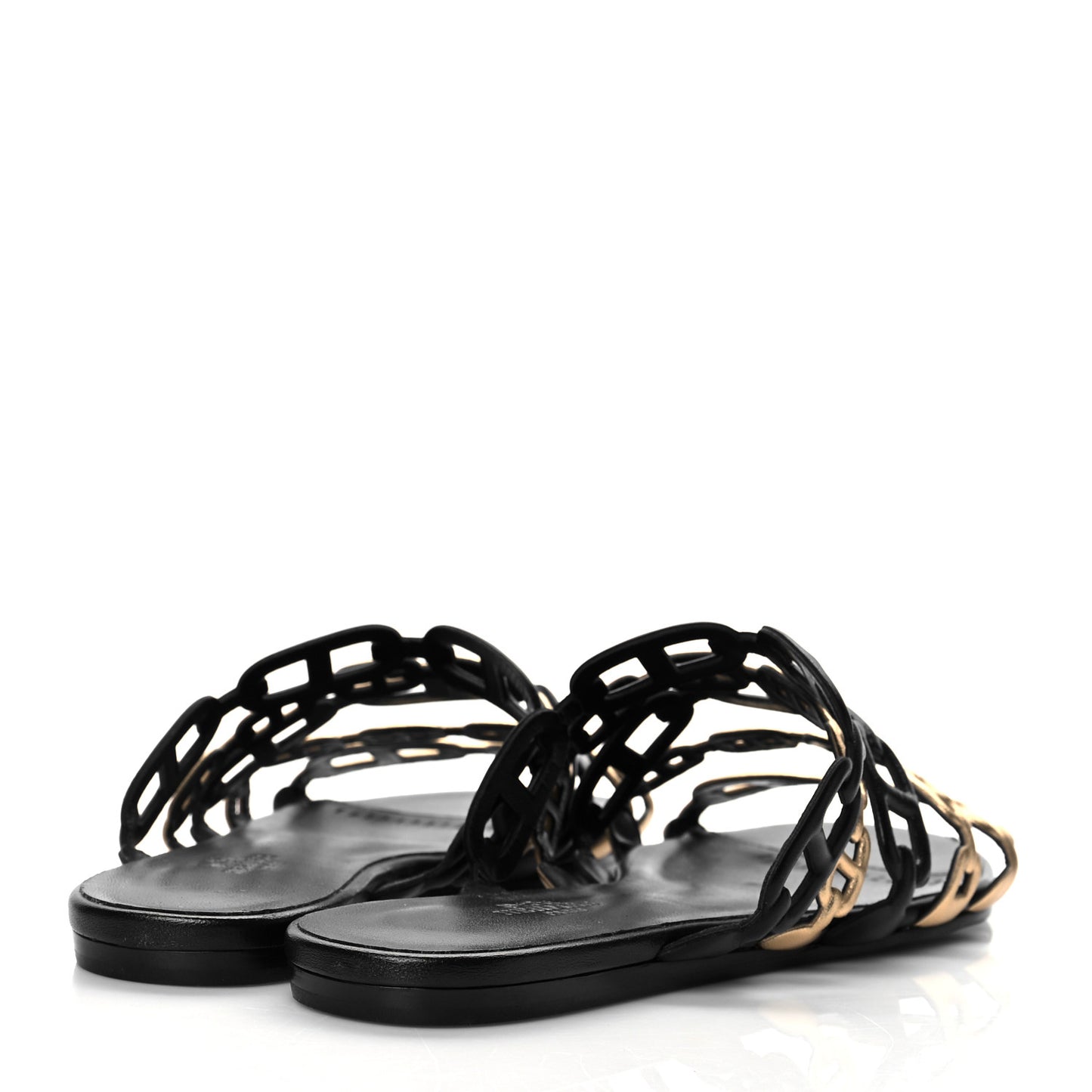Metallic Nappa Suede Chaine d'Ancre Sandals 38 Black Champagne