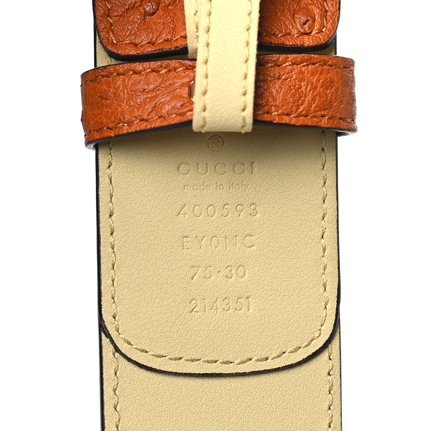Ostrich Snakeskin Double G 40mm Belt 75 30 Gold Cloud Butter Ivory Paradise Cloud