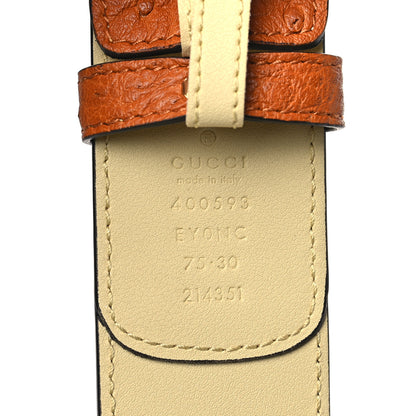 Gucci Ostrich Snakeskin Double G 40mm Belt 75 30 Gold Cloud Butter Ivory Paradise Cloud 4 of 7