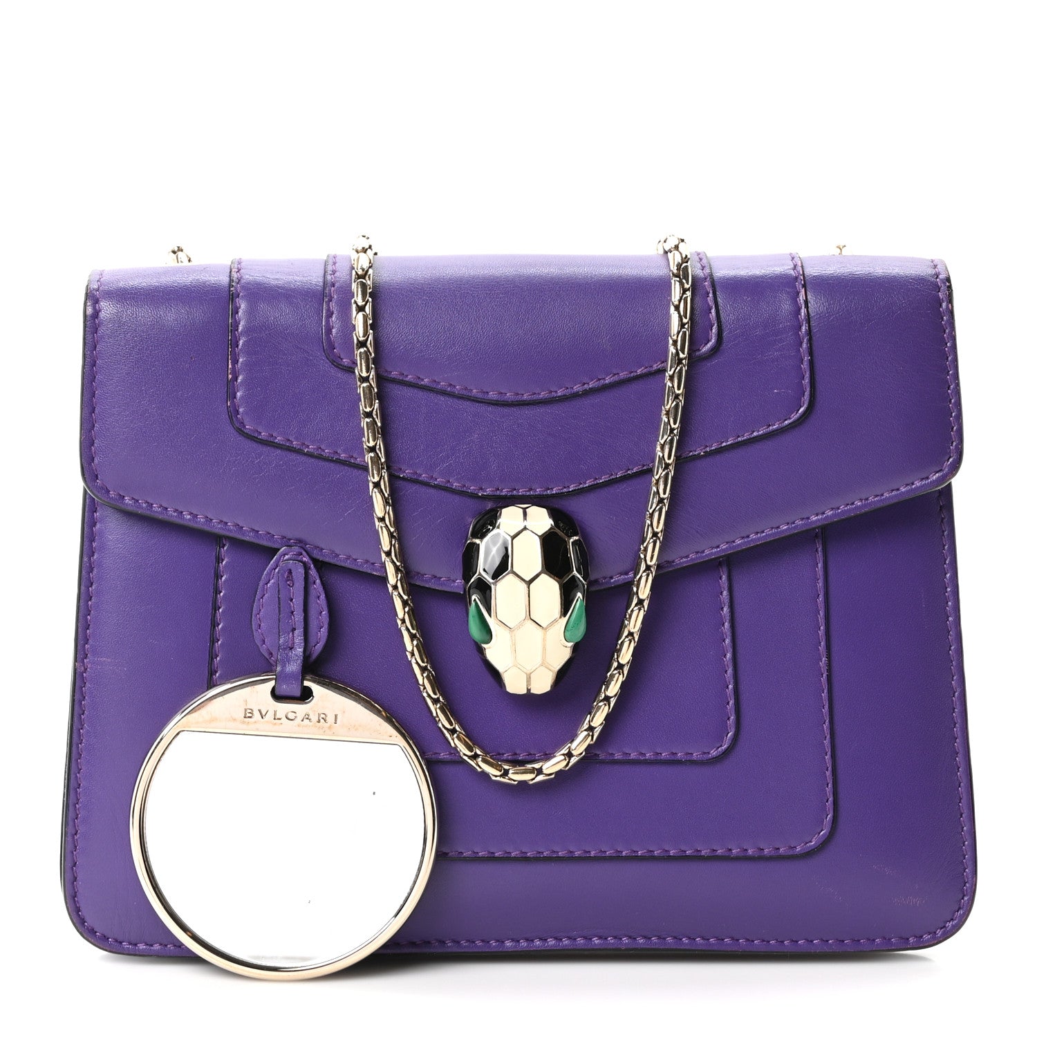 Bulgari Calfskin Small Serpenti Forever Snake Strap Crossbody Bag Amethyst 3 of 11