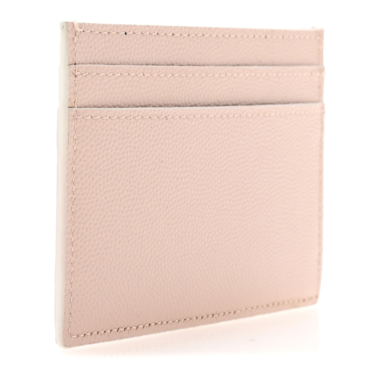 Saint Laurent Grain De Poudre Monogram Credit Card Case Rose 3 of 8