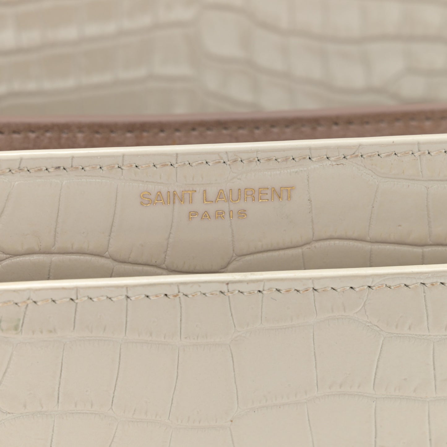 Calfskin Crocodile Embossed Medium Monogram Sunset Blanc Vintage