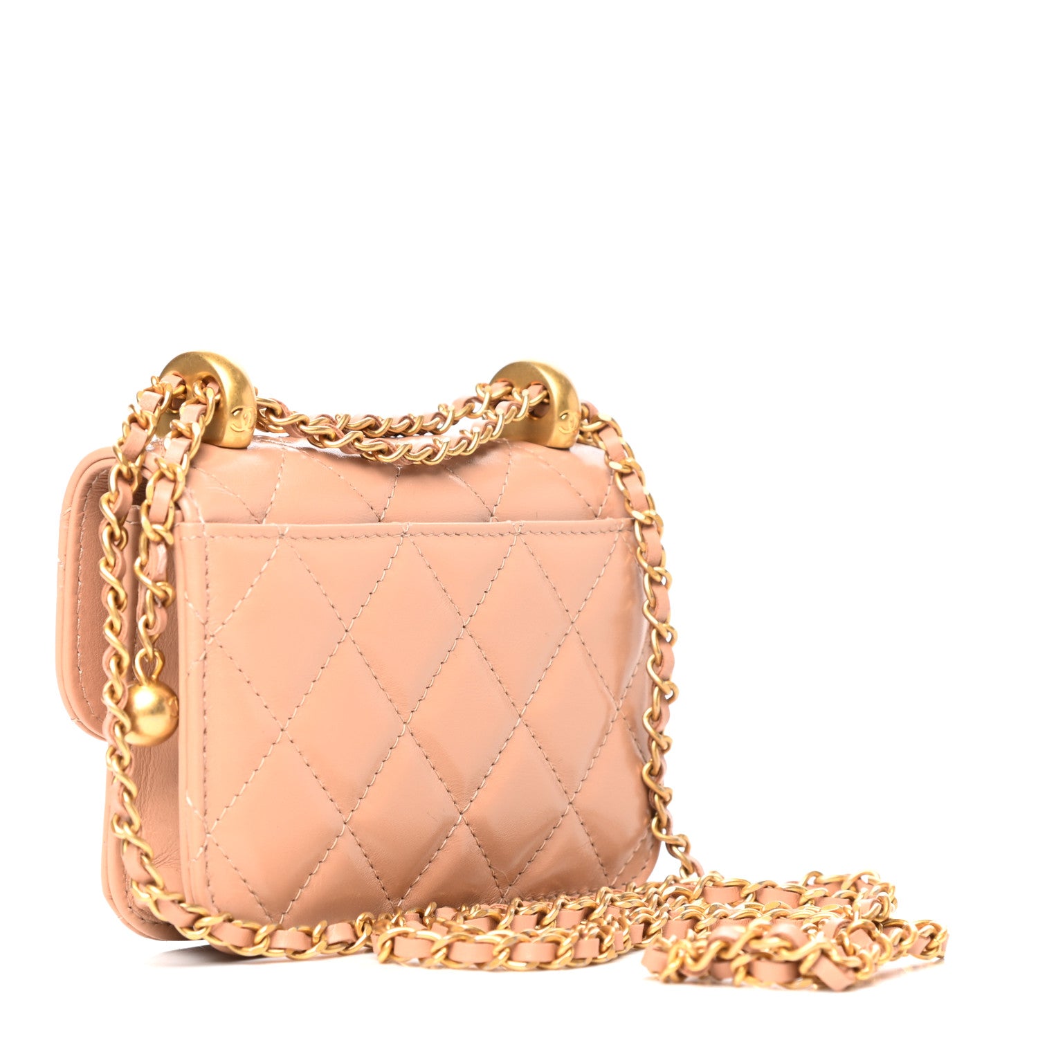 Chanel Calfskin Quilted Perfect Fit Coin Purse With Chain Beige 3 of 11