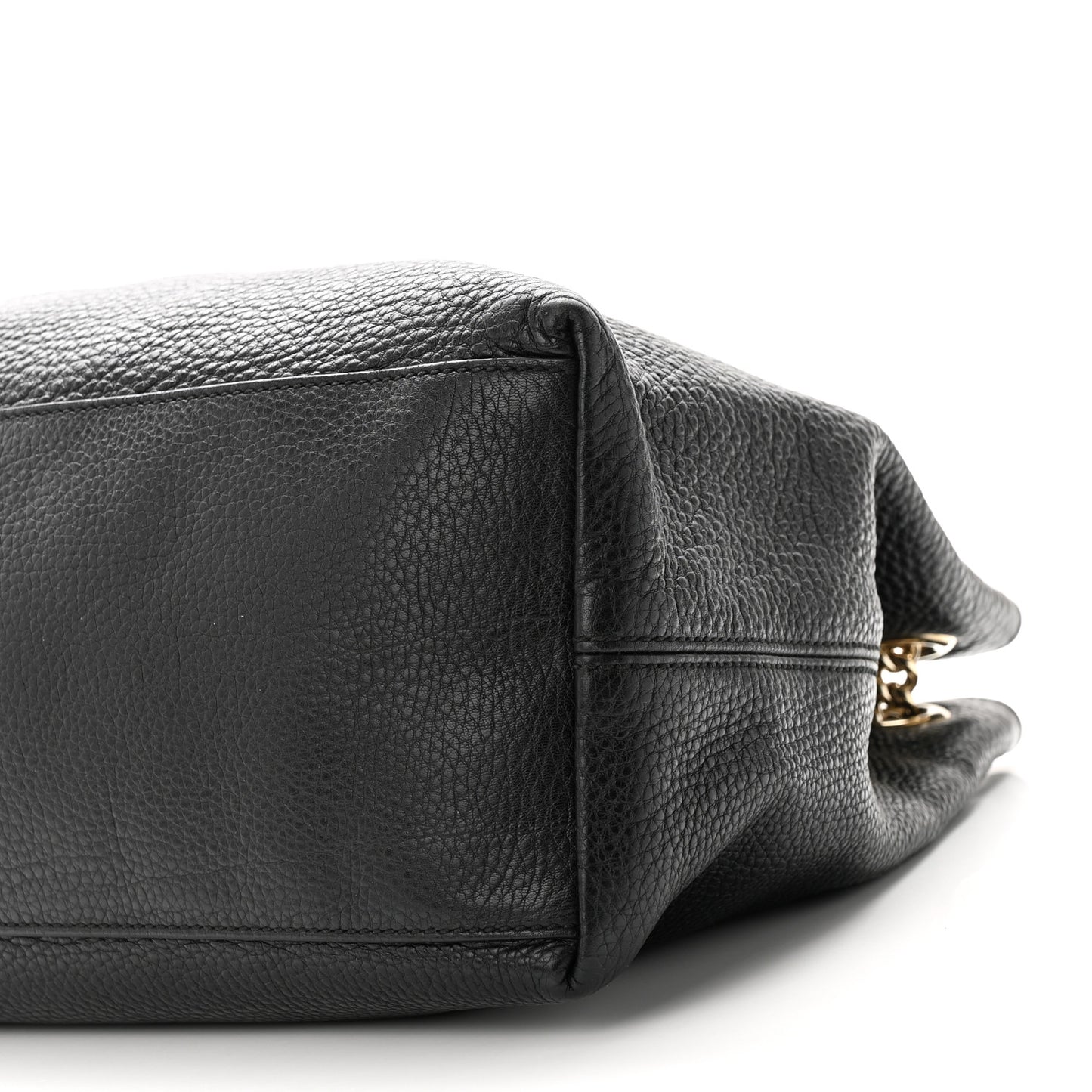 Pebbled Calfskin Medium Soho Chain Shoulder Bag Black